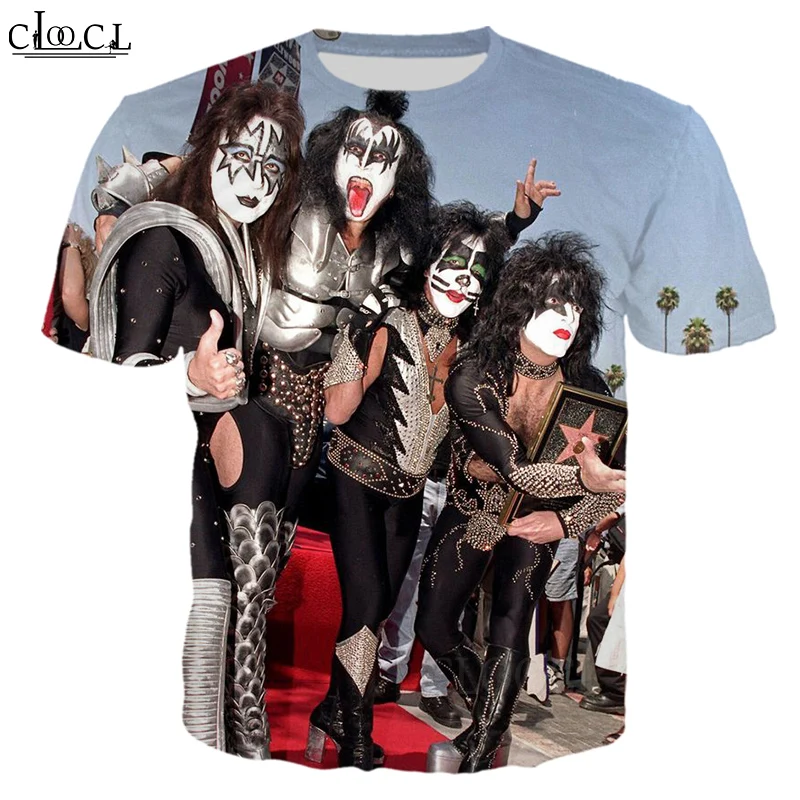 

HX Popular Rock Singer KISS Band 3D Print Men Women T Shirt Unisex Short Sleeve Streetwear Harajuku Tops Pullover Drop Shipping