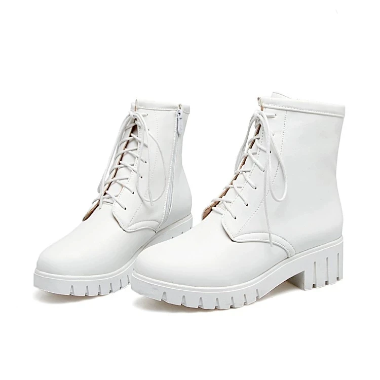 Plus Size 10 11 12 boots women shoes ankle for ladies woman winter Plain round head front lacing | Обувь