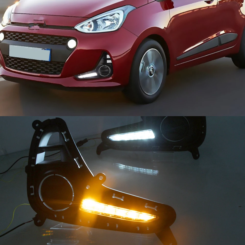 Автомобильная проблесковая 2 шт. DRL для Hyundai Grand i10 2017 2018 2019 с сигнал поворота 12V