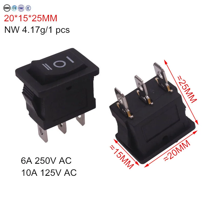 50 шт. 3Pin Switch20* 15*25 мм третий шестеренный черный кулисный переключатель 3 вилки переключатель 6A 250V 10A 125V AC электрические аксессуары переключатель