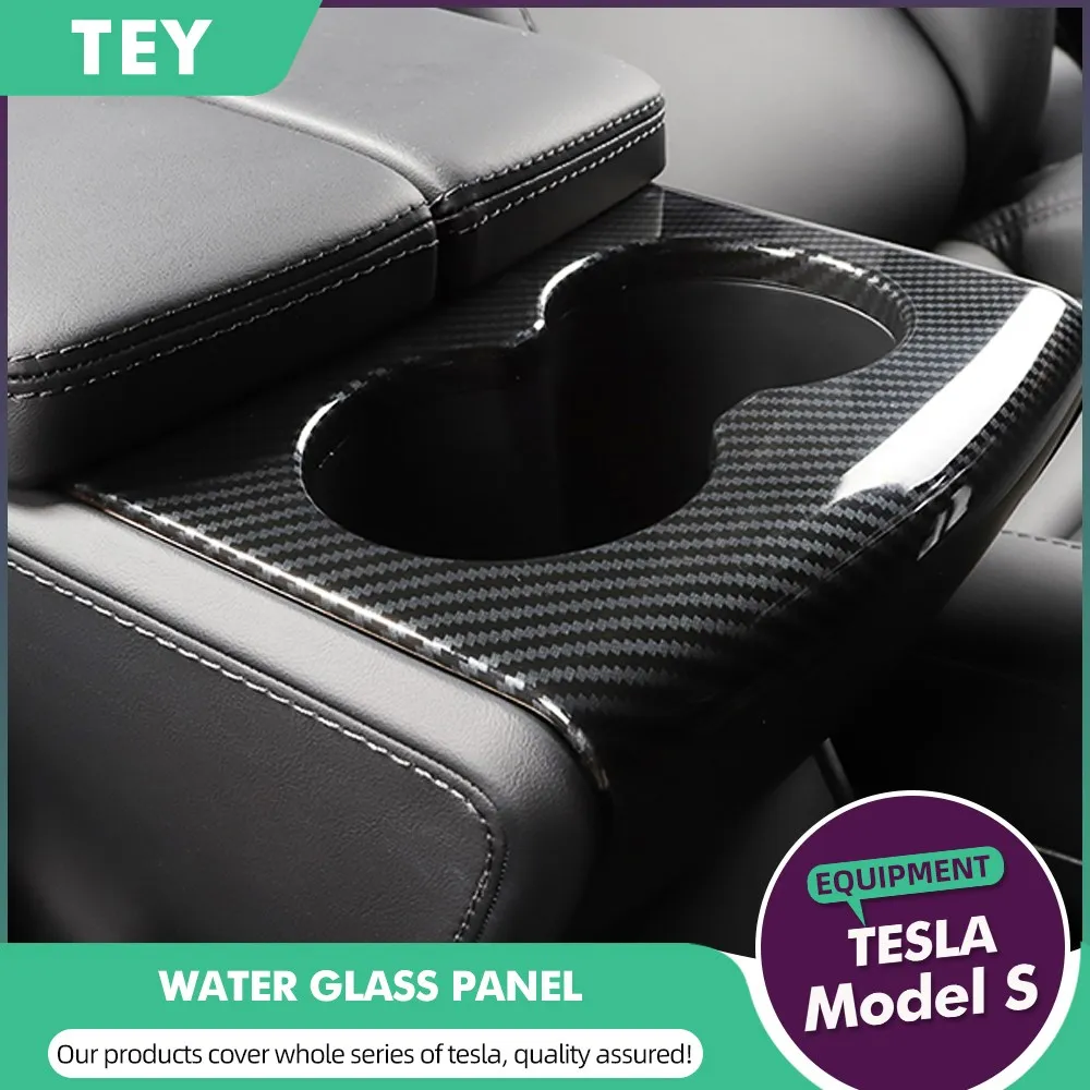

1Pcs Real Carbon Fiber Water Cup Holder Decorative Sequins And Rear Exhaust Air Sticker For Tesla Model S X Modified Accessories