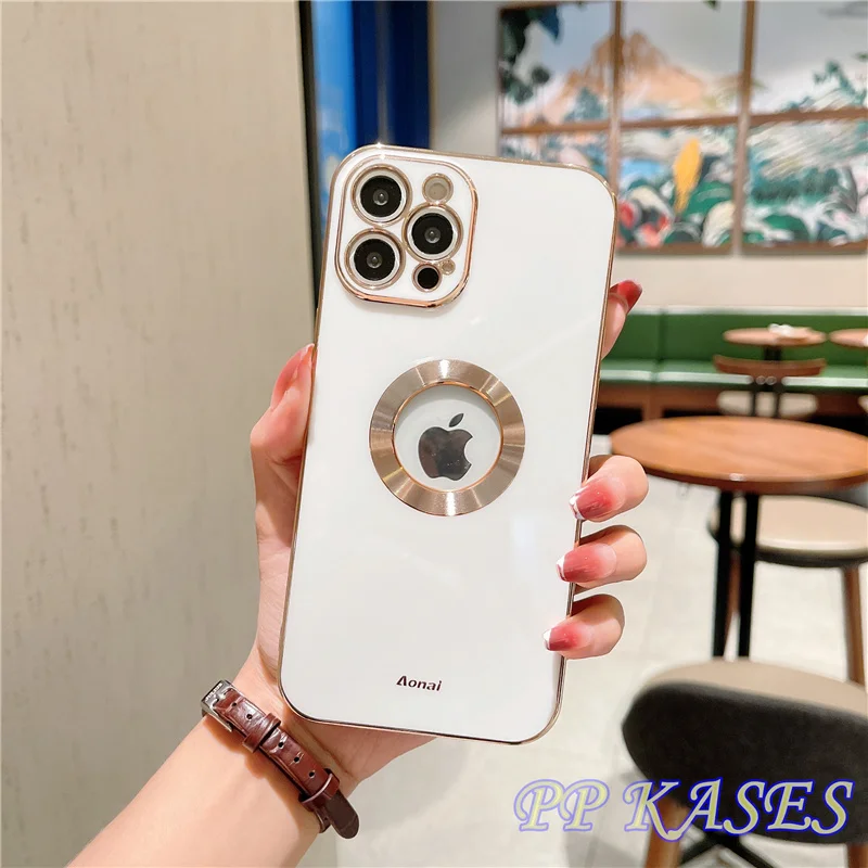 

Luxury CD Plating Phone Case For iPhone 13 12 11 Pro Max Soft Silicone Clear Logo Camera Protection Funda Plain Glossy Coque