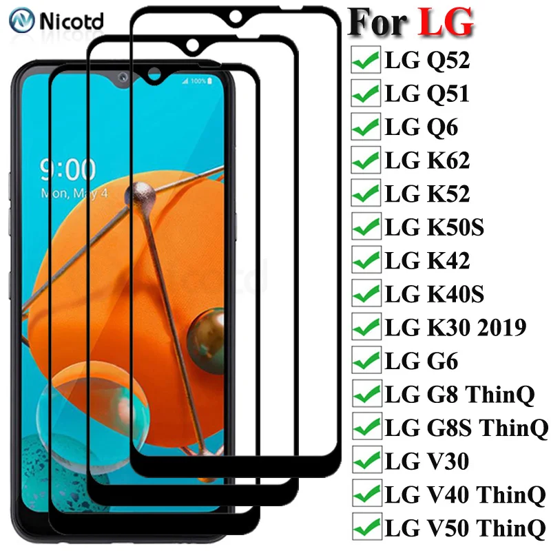 Защитное стекло закаленное для LG Q51/Q52/Q6/K62/K52/K50S/K42/K40S/K30 2019/G6/G8S/V40/V50/ThinQ 3 шт./лот |