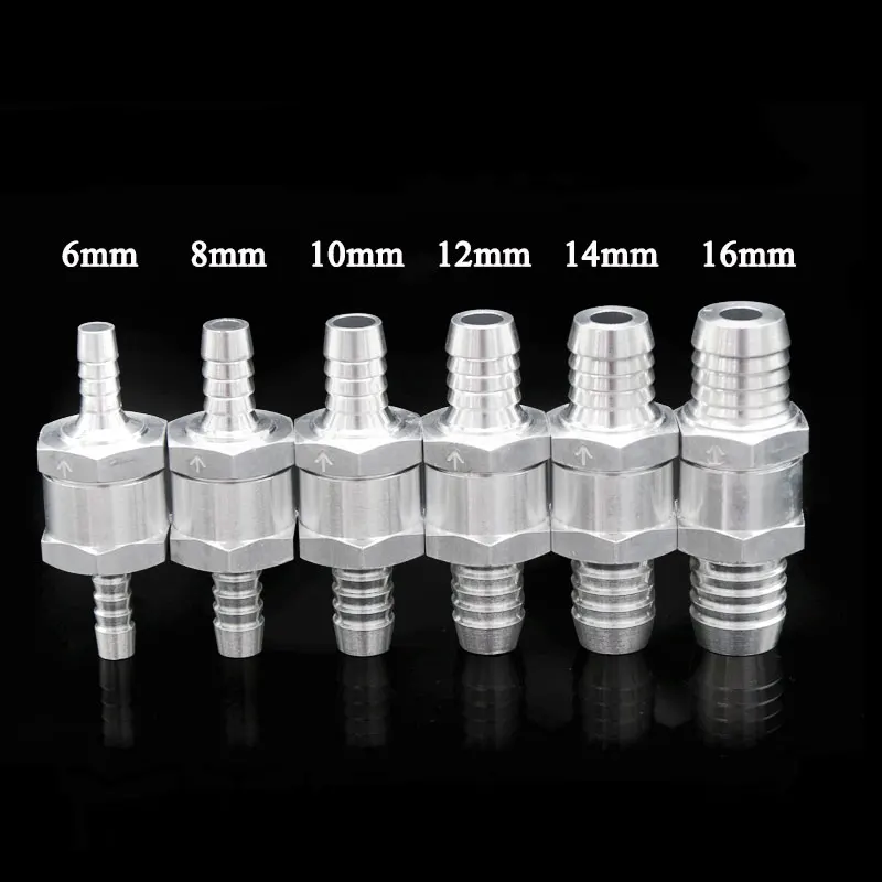 

1pcs One Way 6/8/10/12/14/16mm Valves Aluminium Alloy Fuel Non Return Check Valve One Way Fit Carburettor