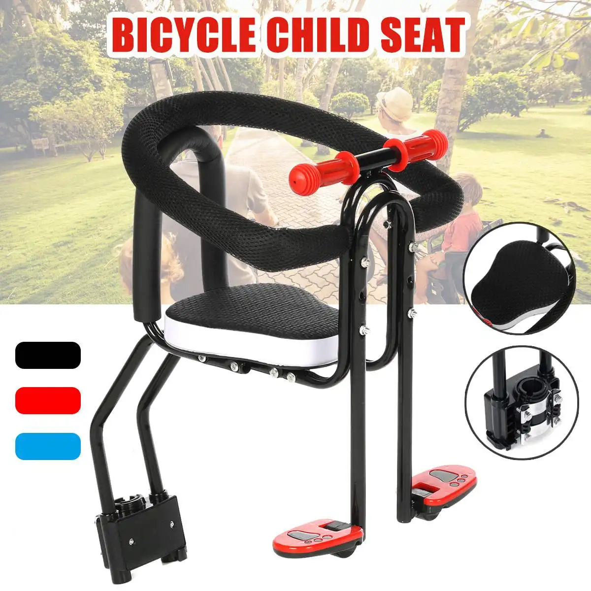 

Безопасное детское Велосипедное Сиденье, переднее детское сиденье, детское седло с ножными педалями, Поддержка заднего упора для горного и ...