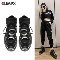 jmpx ankle boots punk gothic style women shoes lace up heel height 6cm platform shoes metal motorcycle boots 2022 women sneakers
