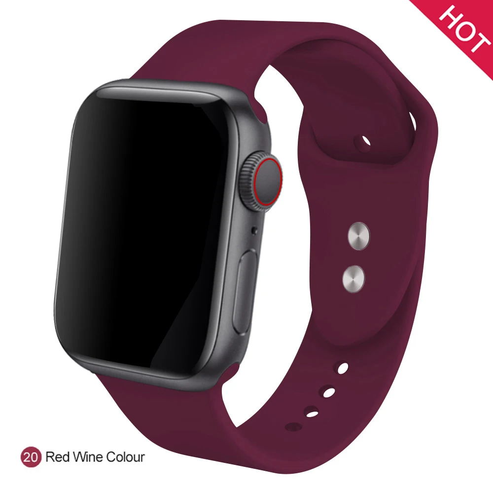Ремешок для часов для Apple 38 мм 42 мм iWatch 5 ремешок 44 мм 40 мм Ремень спортивный силиконовый браслет часы аксессуары для Apple 5 4 3 2 1 - Цвет ремешка: 20
