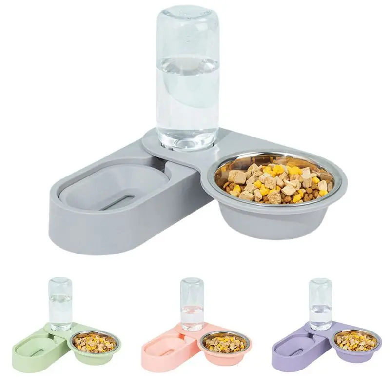

Pet Cat Bowl Automatic Feeder Dog Cat Food Bowl With Water Dispenser Double Bowl Puppy Cat Drinking Dish Stainless Steel Bowls