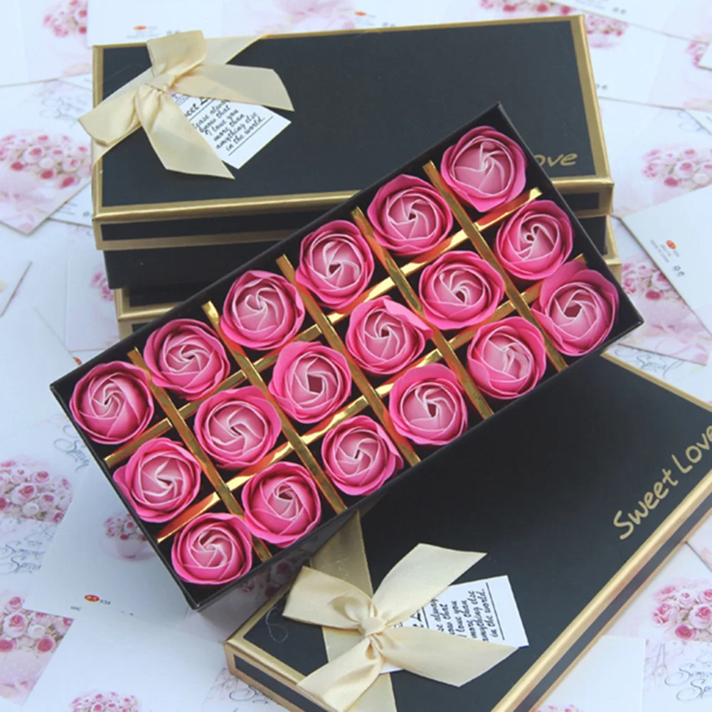 New 18Pcs Rose Soap Flower Gift Box Case Anniversary Valentines Day Birthday Present