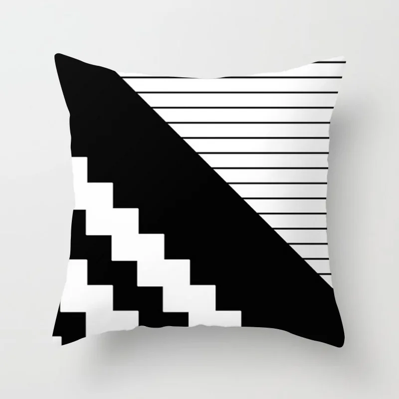 Геометрический чехол для подушки Черный и белый хлопок полиэстер Подушка Чехол