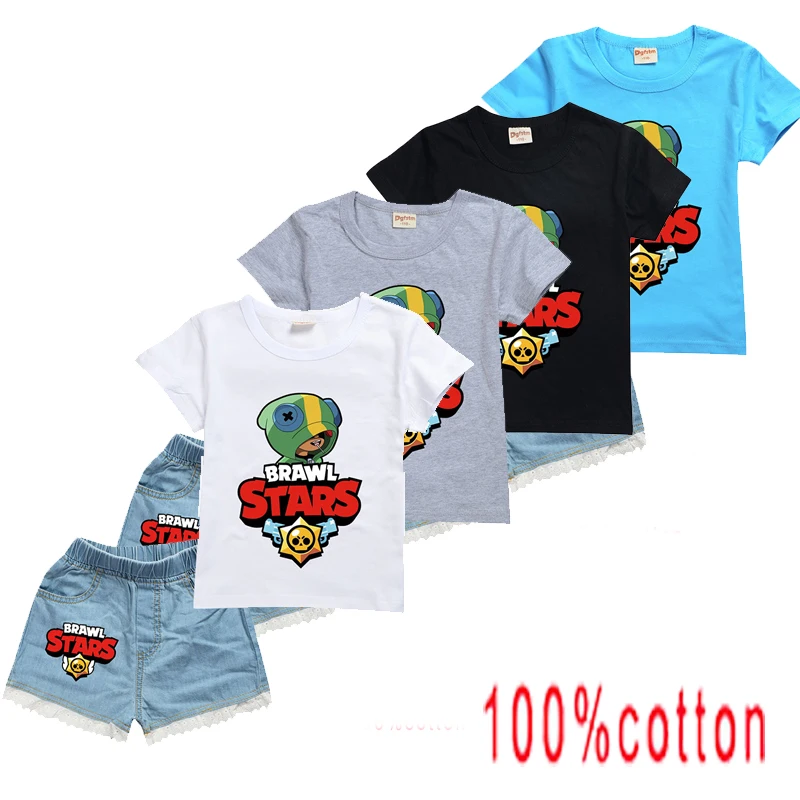 Комплект летней одежды для мальчиков и девочек со звездами Костюм новорожденных