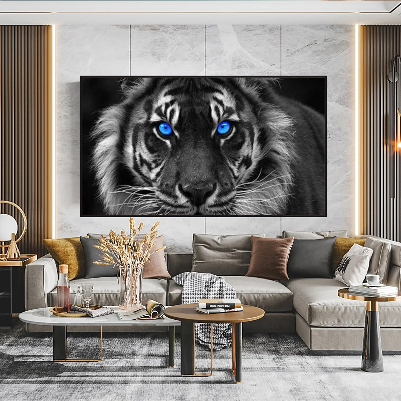 

African Blue Eyes Lion Canvas Paintings Wall Art Posters and Prints Animals Art Pictures for Living Room Decoration