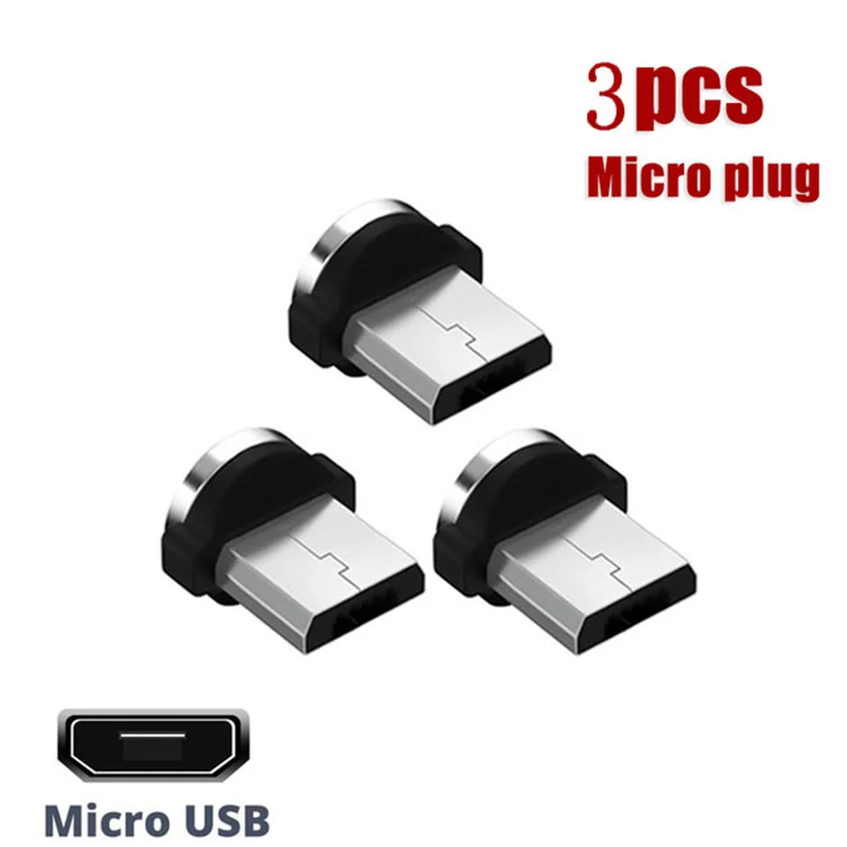 3pcs Charging Cable Adapter For Mobile Phone 360 Degree Rotation Magnetic Tips Replacement Parts Easy Operate Durable Converter