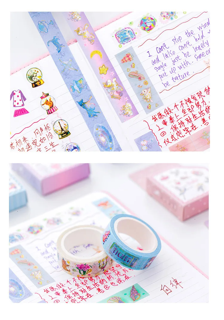 1 шт. Kawaii фольга васи лента Милая красочная Маскировочная лента DIY Украшение дневника Скрапбукинг наклейки креативный стационарный 02585