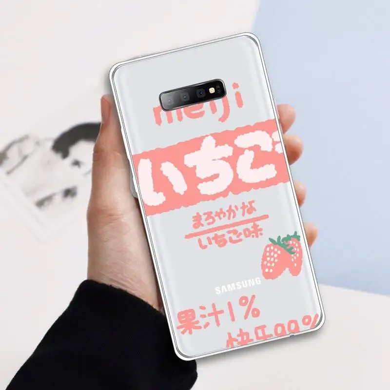 

Japanese Strawberry Milk food Phone Case Transparent For Samsung Galaxy A 71 21s S note 8 9 10 plus 20 ultra