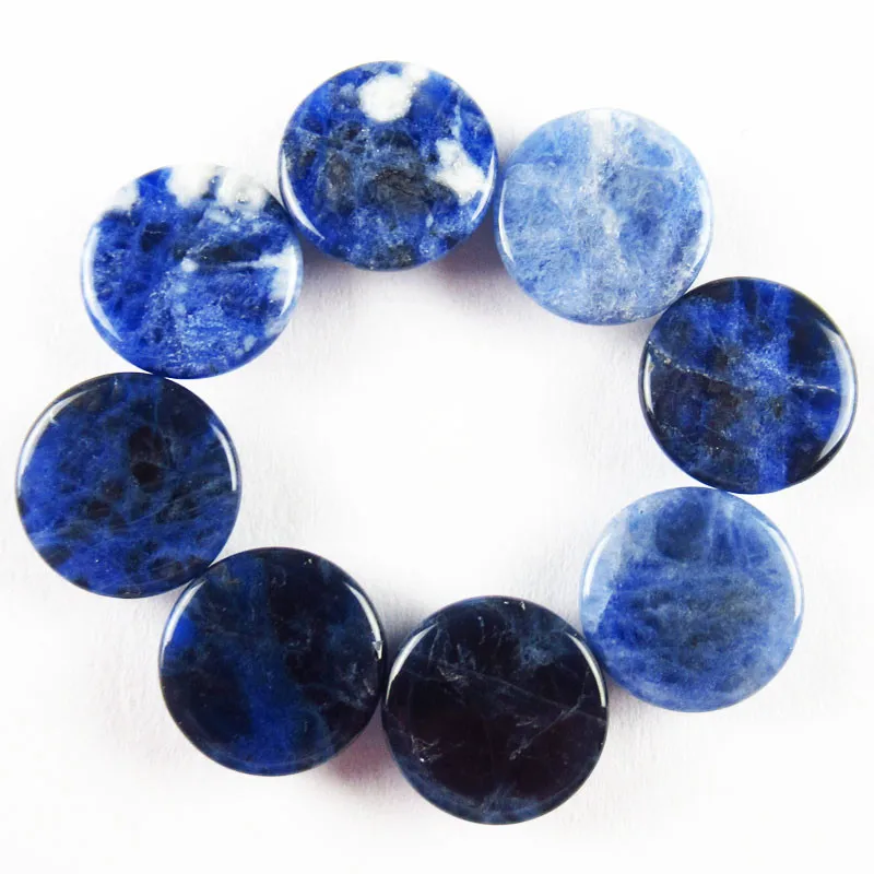 

(Free Shipping)10Pcs 2g Natural Old Sodalite Round CAB CABOCHON 6x3mm