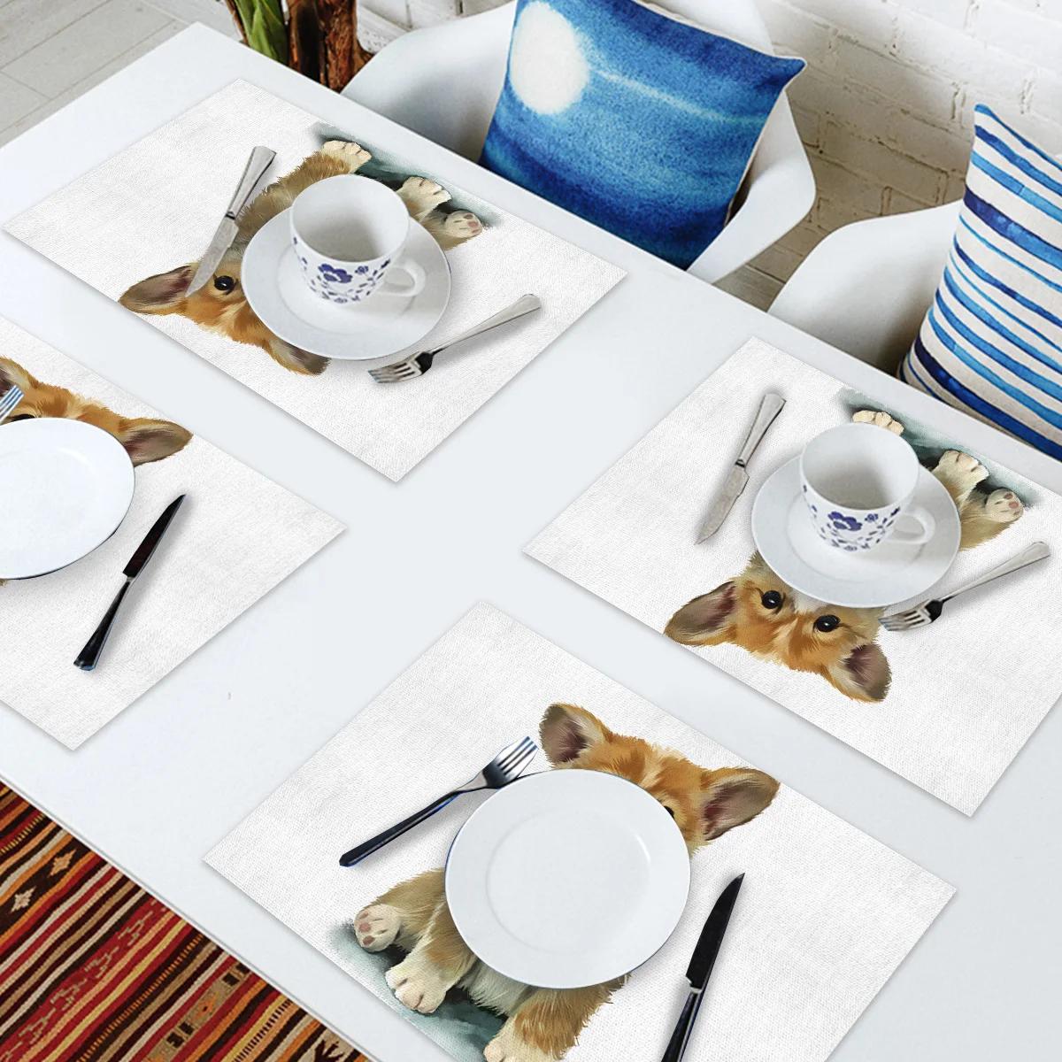 4 6 штук в партии комплект Коврики на стол корги собака из милых домашних животных