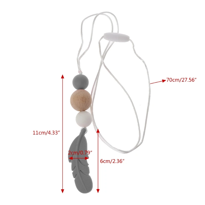 

Baby Teething Toy Silicone Training Teethers Feather Pendant Chewing Necklace 63HE