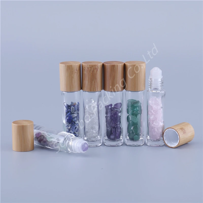 500 шт./лот 10 мл нефритовые шариковые бутылки с бамбуковой крышкой для массажа