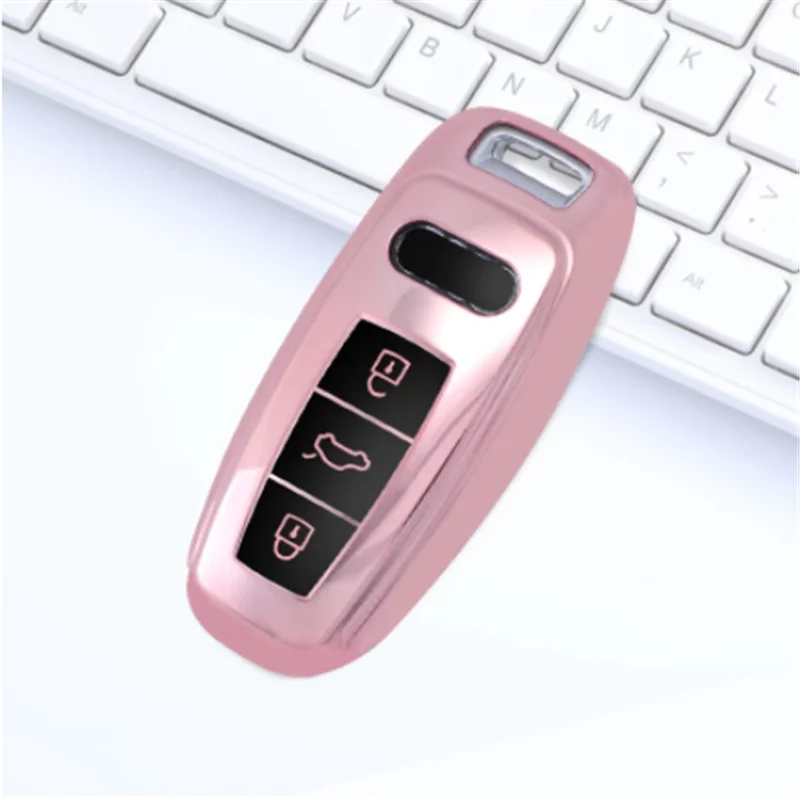 

TPU Car Key Case For Audi A6 C8 A7 A8 Q8 2018 2019 Key Case Cover Fully Key Shell Remote Protector Key Cover Case Chain new