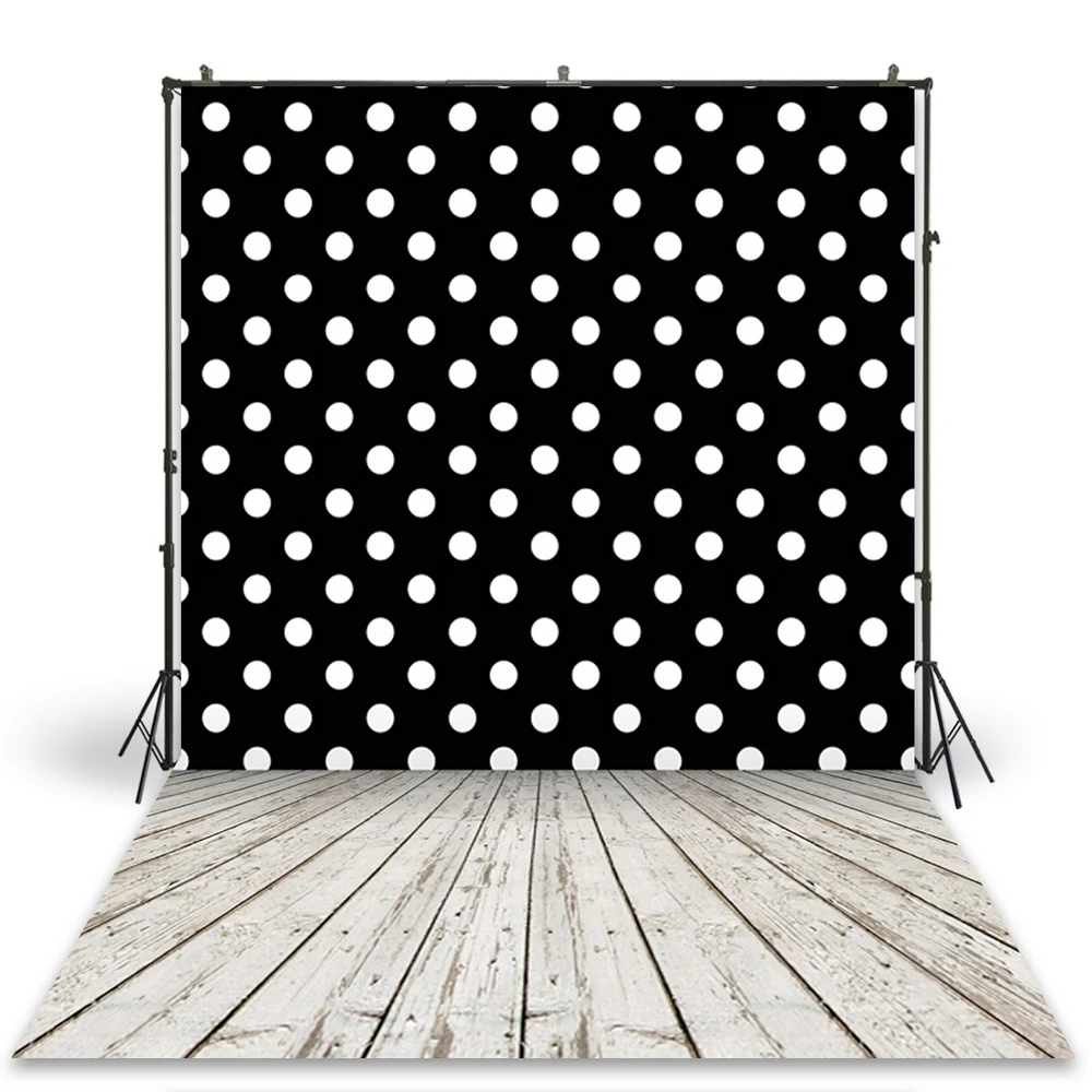 

HUAYI Photography Backdrop Newborns Baby Child Photo Booth Background Black and White Polka Dots Photoshoot Backdrops D-9801