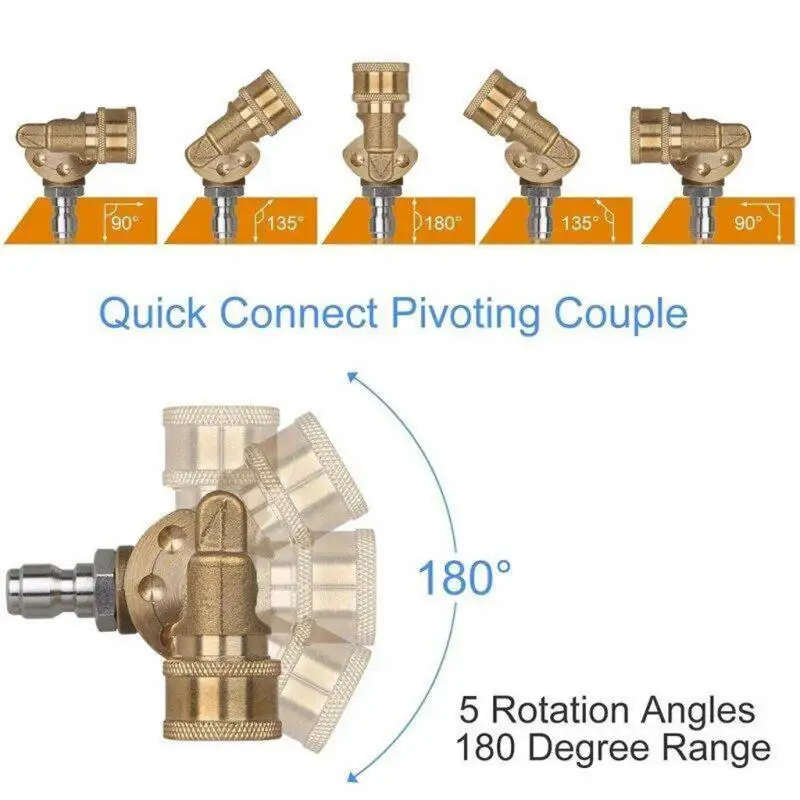 

4500PSI Quick Connecting Pivoting Coupler Adjustable 5 Spray Nozzle Tips 1/4 Pressure Wash Nozzle Kit For Power Washer