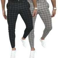 new own plaid pants placket button zipper trend all match casual trousers