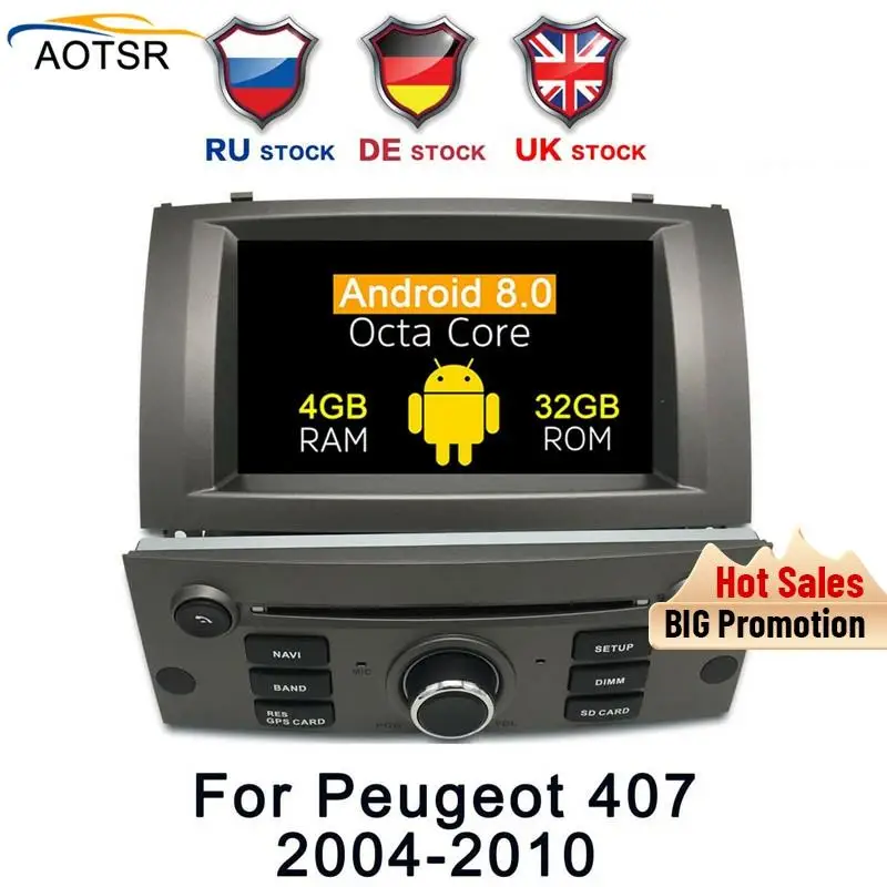 Автомобильный DVD плеер с GPS Навигатором головное устройство Android 8 0 для Peugeot 407 2004