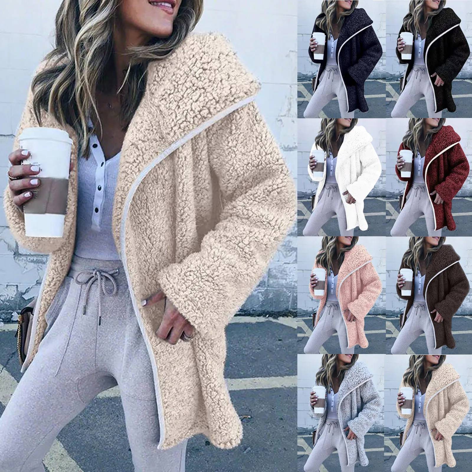 

Женское зимнее теплое пальто с капюшоном, однотонное хлопковое пальто с длинным рукавом, уютное свободное пушистое пальто с капюшоном, 2021