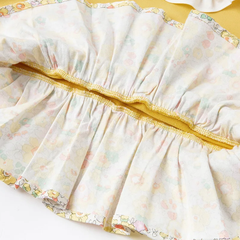 

DBJ16674-1 dave bella spring baby girls cute cartoon floral print patchwork T-shirt children tops girl kids fashion tees