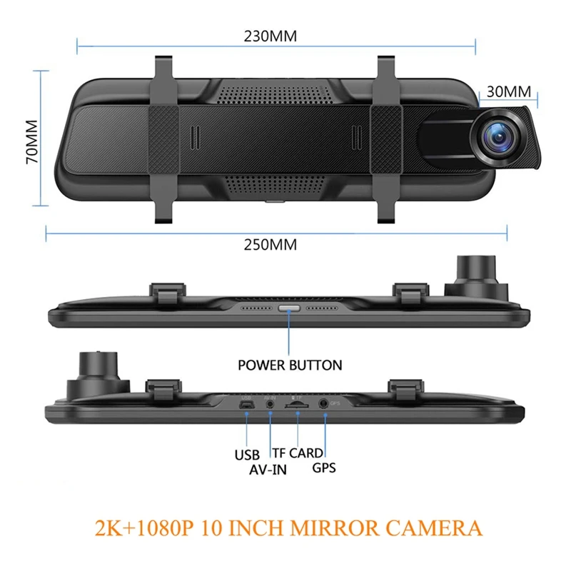IPS 10 дюймов Dash Cam зеркало заднего вида быстрая камера с FHD 2K + 1080P Двойной объектив