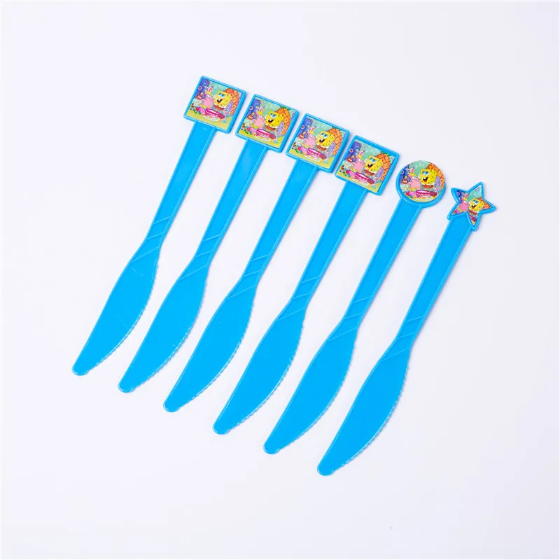 Knife(6 pcs) Губка Боб Патрик звезда вечерние принадлежности День Рождения украшения детские бумажные тарелки и стаканы соломинки баннер для вечеринки в честь Дня рождения детский душ - Цвет: Knife(6 pcs)