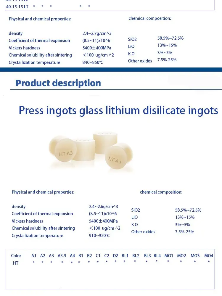 

Dental LT 5pcs/Lot Glass Ceramic Ingot for Lab Cad Cam Whiten Teeth Material