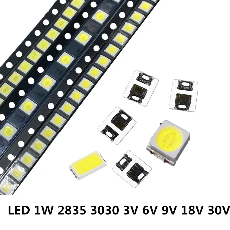 110PCS SMD светодиодный 2835 3030 5730 чипы 0 5 Вт 1 3V 6V 9V 18V 30V бусины светильник белый 130LM