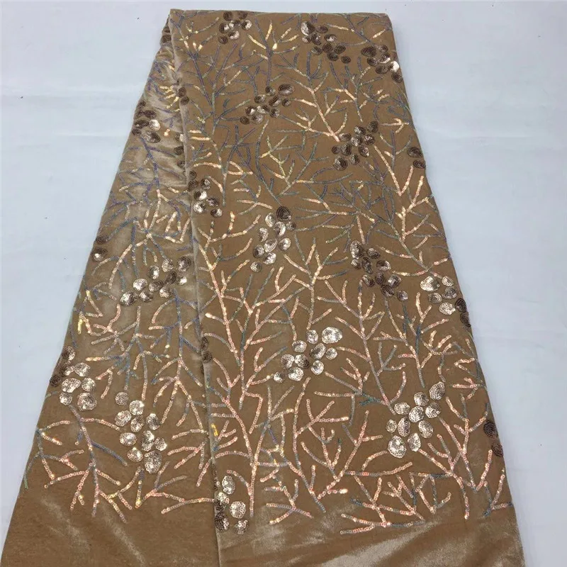 

Latest African Velvet Lace Fabric 2020 Royal Blue High Quality Lace Sequins French Nigerian Lace Fabric For Wedding Party Dress