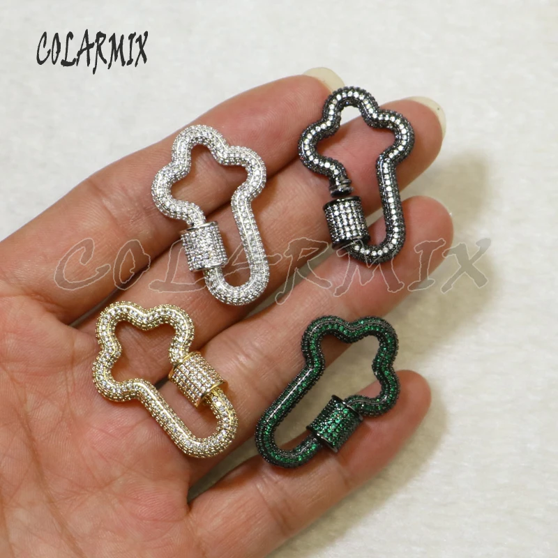 Подвеска с крестом из циркония 4 шт. спиральная застежка винтом ювелирный