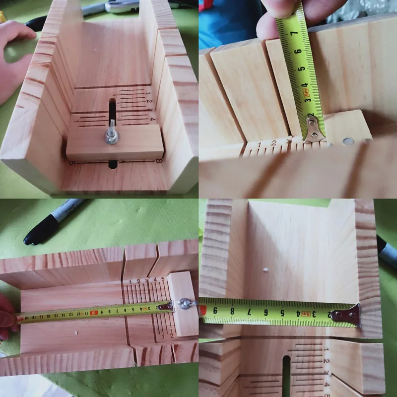 Herramientas de fabricaci&oacute;n de jab&oacute;n, caja de corte de madera, molde de silicona de 1200ml, hoja recta y hoja de onda, cortadores de jab&oacute;n DIY, suministros de jab&oacute;n Manual, 4 unids/set por juego-4