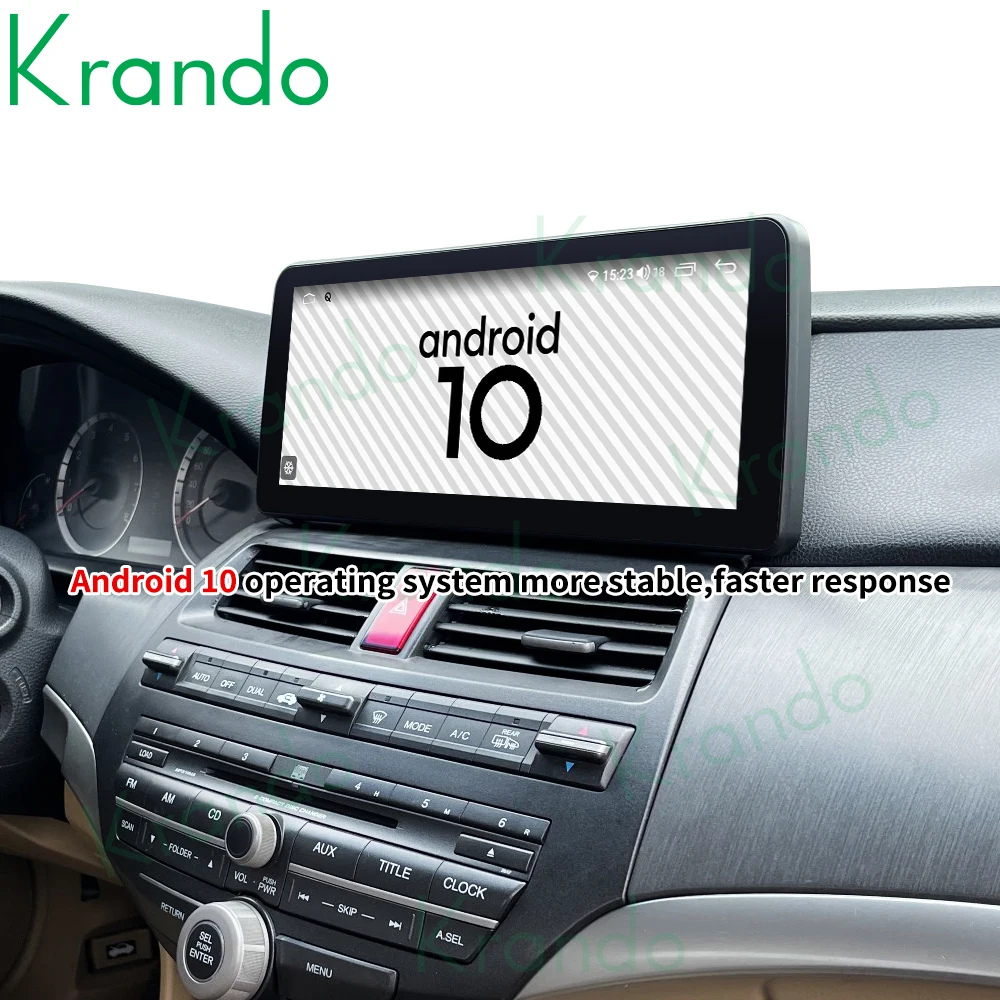 저렴한 Krando 안 드 로이드 10.0 6G 128G 12.3 인치 화면 자동차 멀티미디어 라디오 혼다 어코드 8 2008-2012 헤드 유닛 무선 카 플레이