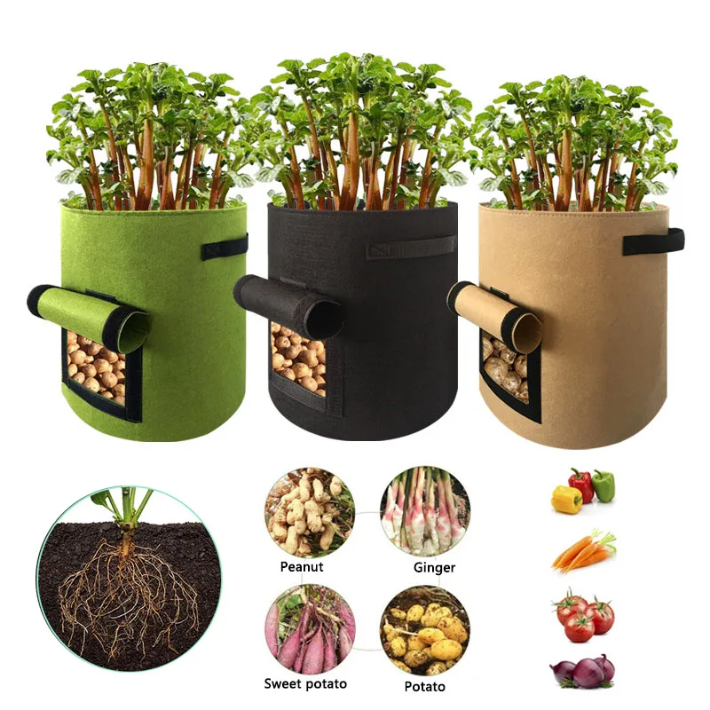 

Planter Grow Bags 4/7/10 Gallon Fruit Vegetable Potato Pot Planting Bag Home Garden PE Fabric Plants Growing Moisturizing Tools