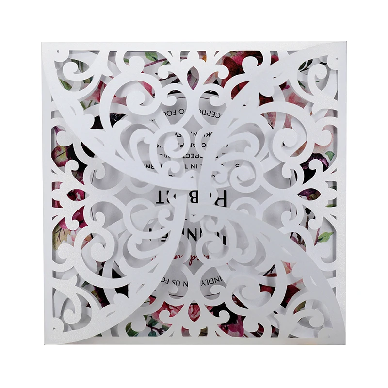 

50pcs Hollow Flowers Laser Cut Wedding Invitation Cards Business Birthday Greeting Cards Personalized Party Wedding Decoration