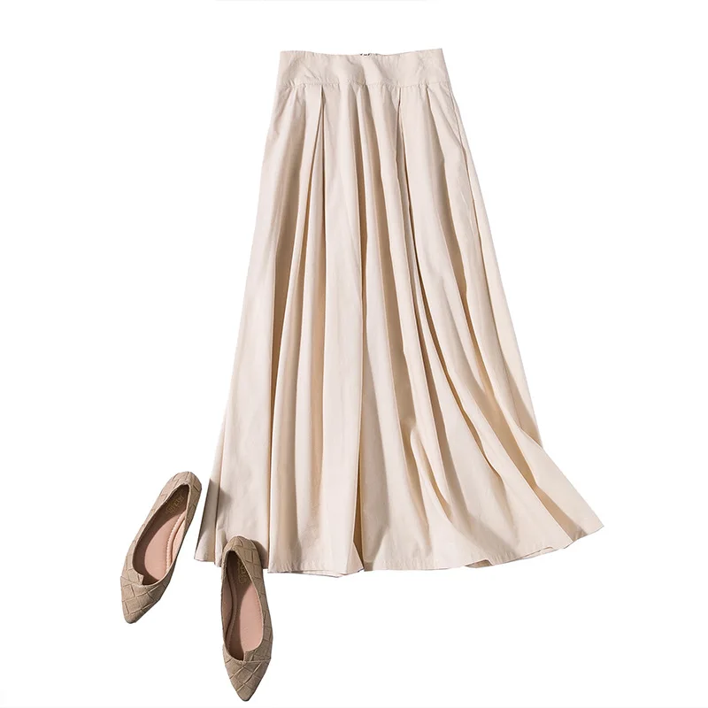 

A-Line Cotton Midi Skirts Women Casual Skirts Solid S,M,L
