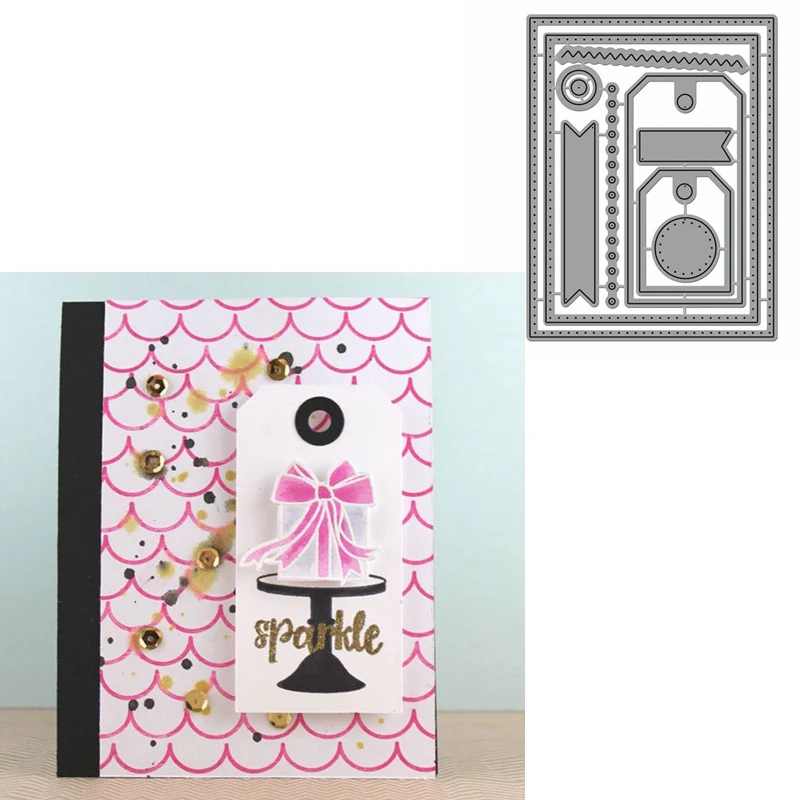 Прямоугольная рамка сделай сам с декоративными бирками высечки для изготовления