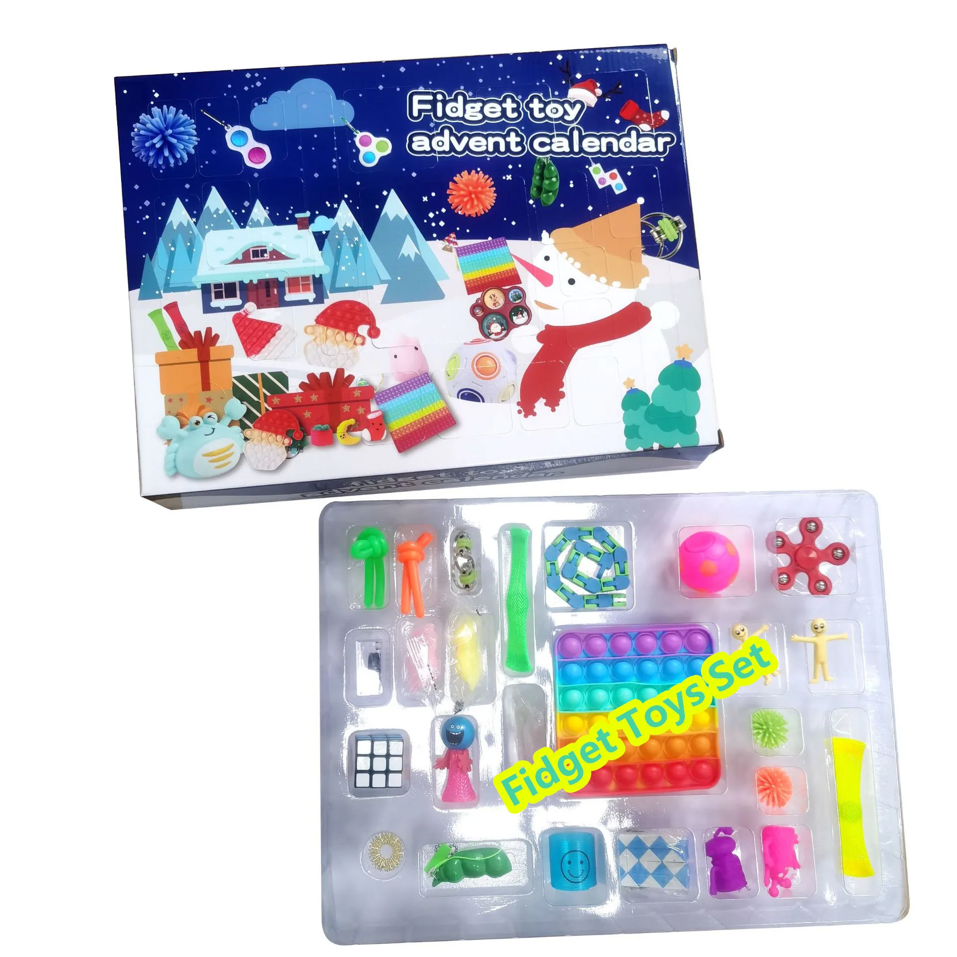 fidget toys 24 days christmas advent calendar pack anti stress toys kit stress relief figet toy blind box kids christmas gift free global shipping