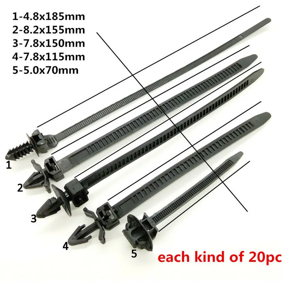 

100x Fasteners Automotive cable tie Car Wire Harness Line Tie Bundled Hot New Durable