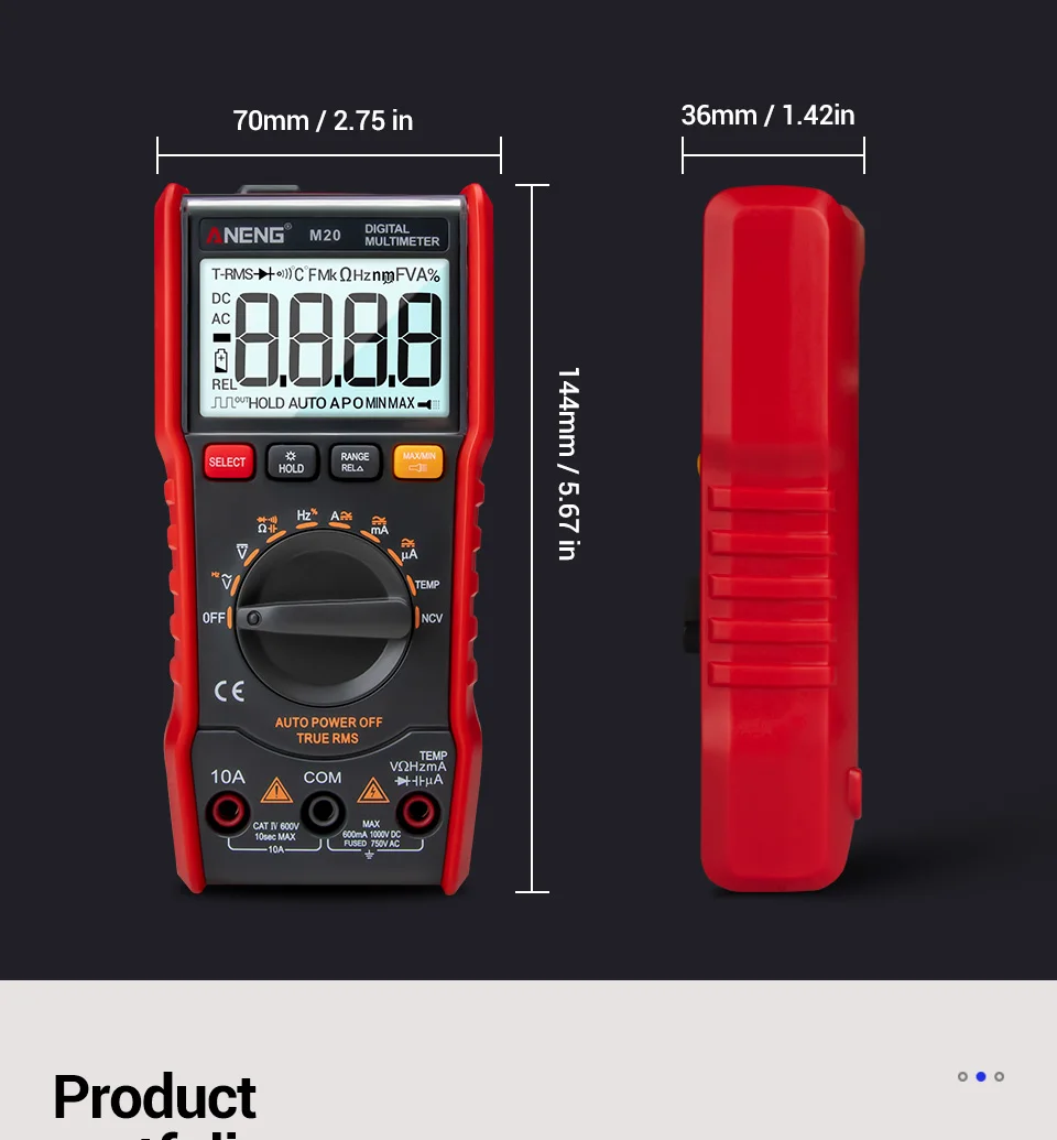 ANENG M20 мультиметр цифровой тестер 6000 отсчетов digital multimeter цифровой Мультиметр токовые клещи transistor tester esr тестер транзисторов амперметр автоматический dc dc мультиметры цифровые конденсатор тестор