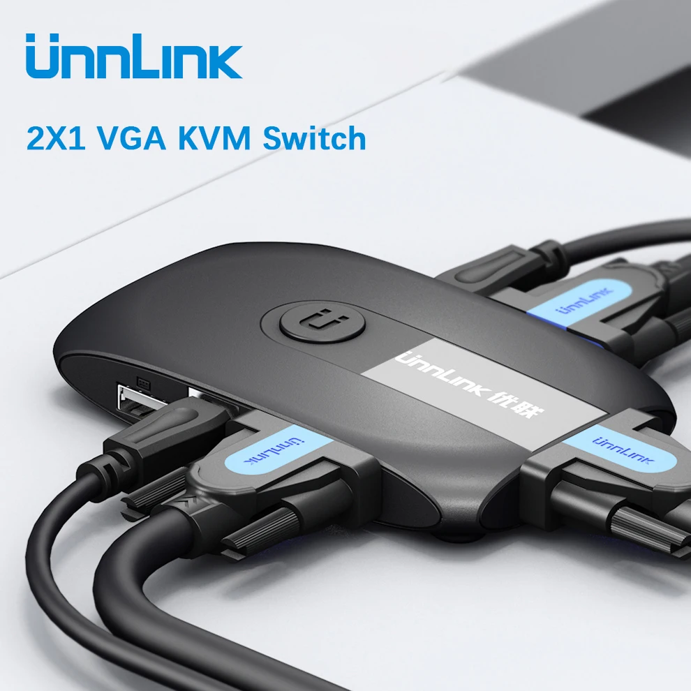 

KVM-переключатель Unnlink 2X1 VGA с удлинителем, 2 порта USB 2,0 для совместного использования монитора, мыши, клавиатуры для 2 компьютеров, ноутбуков, П...