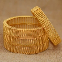 24k 4pcslot trendy gold bangles for women dubai wedding bride gift ethiopian bracelet africa bangle saudi arabia jewelry charm