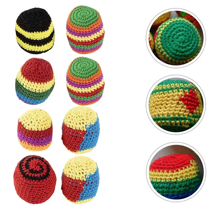

8pcs Outdoor Knitted Woven Funny Soft Sandbags Hacky Ball Sacks Kick Balls for Children Kids