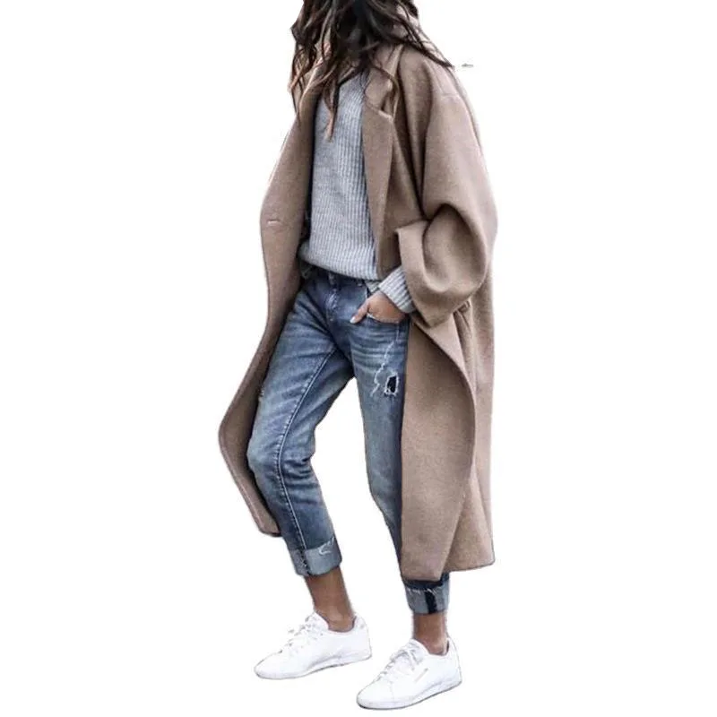 2021 элегантное осенне-зимнее женское Шерстяное Пальто Высококачественная теплая