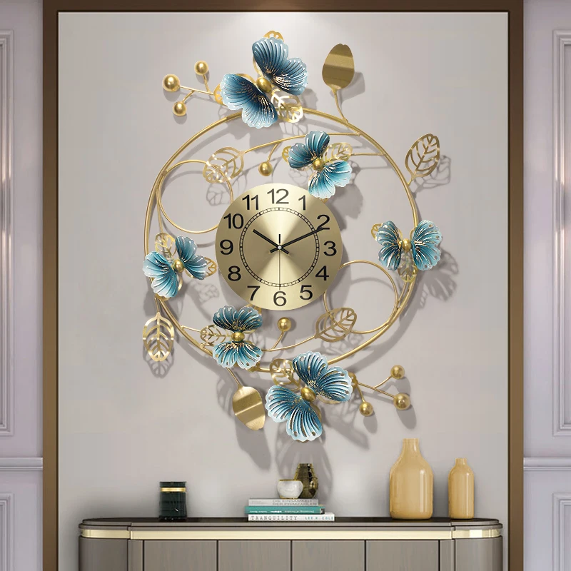 

Настенные часы из кованого железа с китайской бабочкой, орхидеей, для дома, гостиной, ресторана, отеля, настенная наклейка, поделки